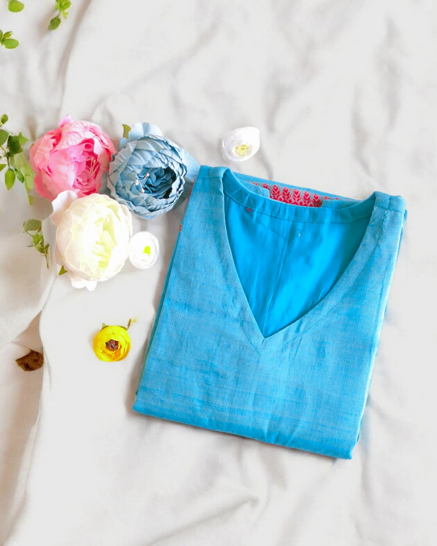 Blue handloom zari kurti