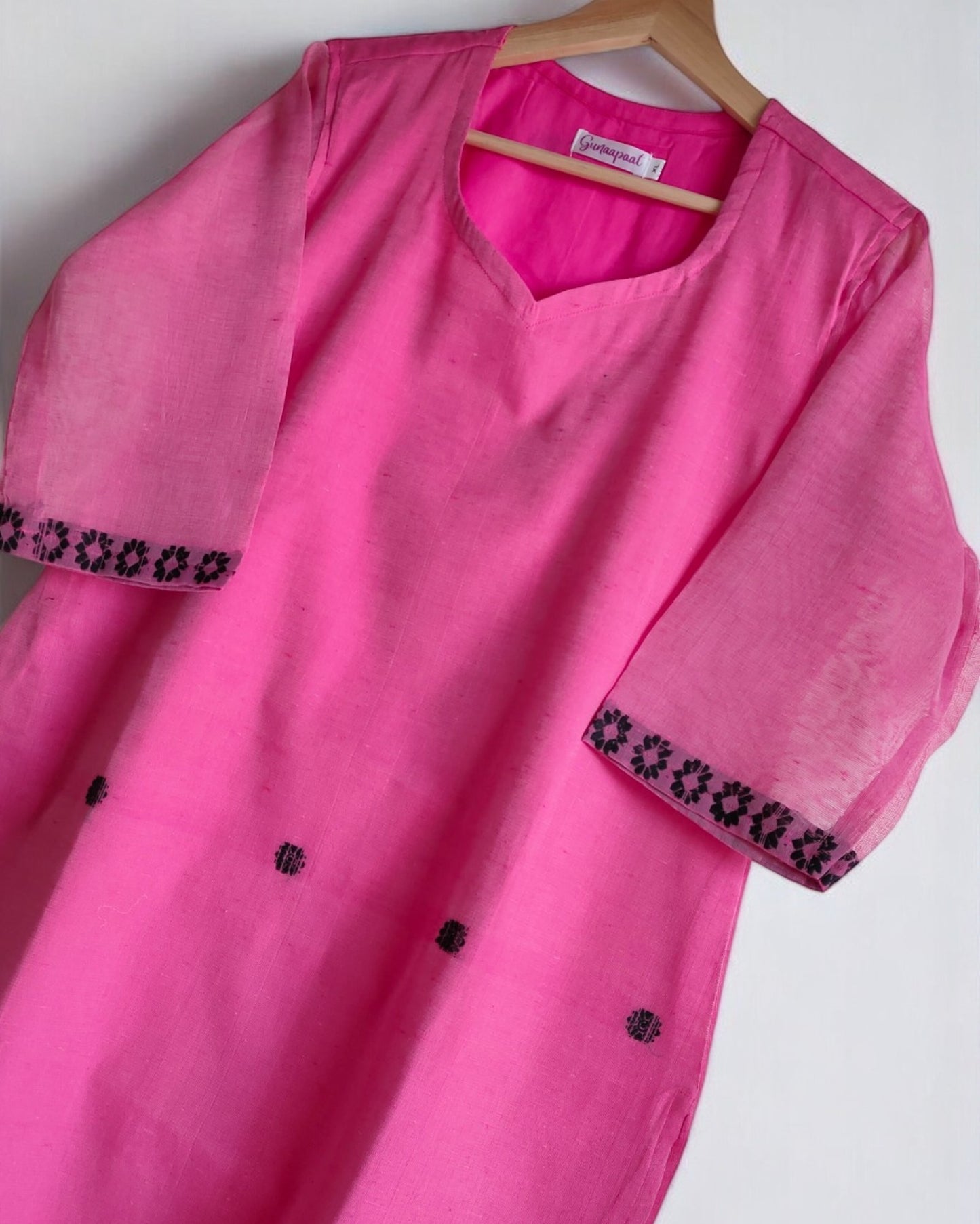 Pink Handloom Kurti
