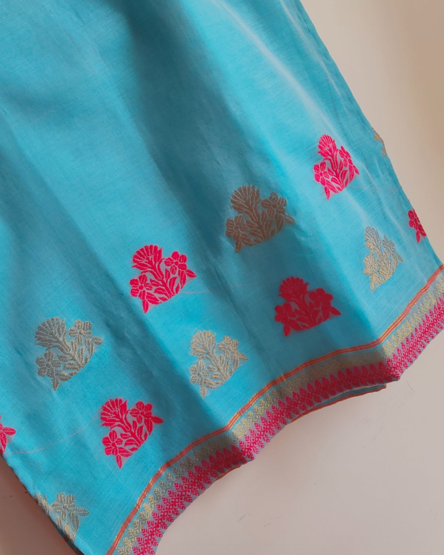 Blue handloom zari kurti