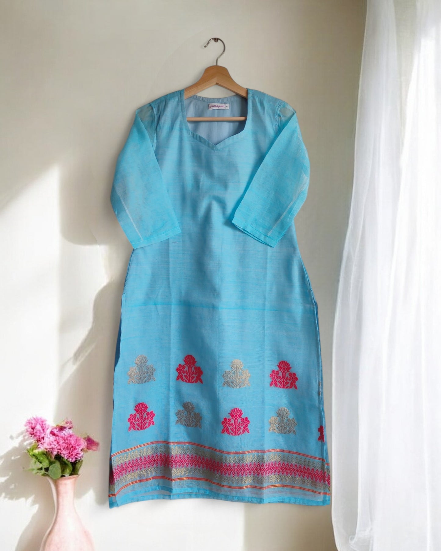 Blue handloom Monika kurti