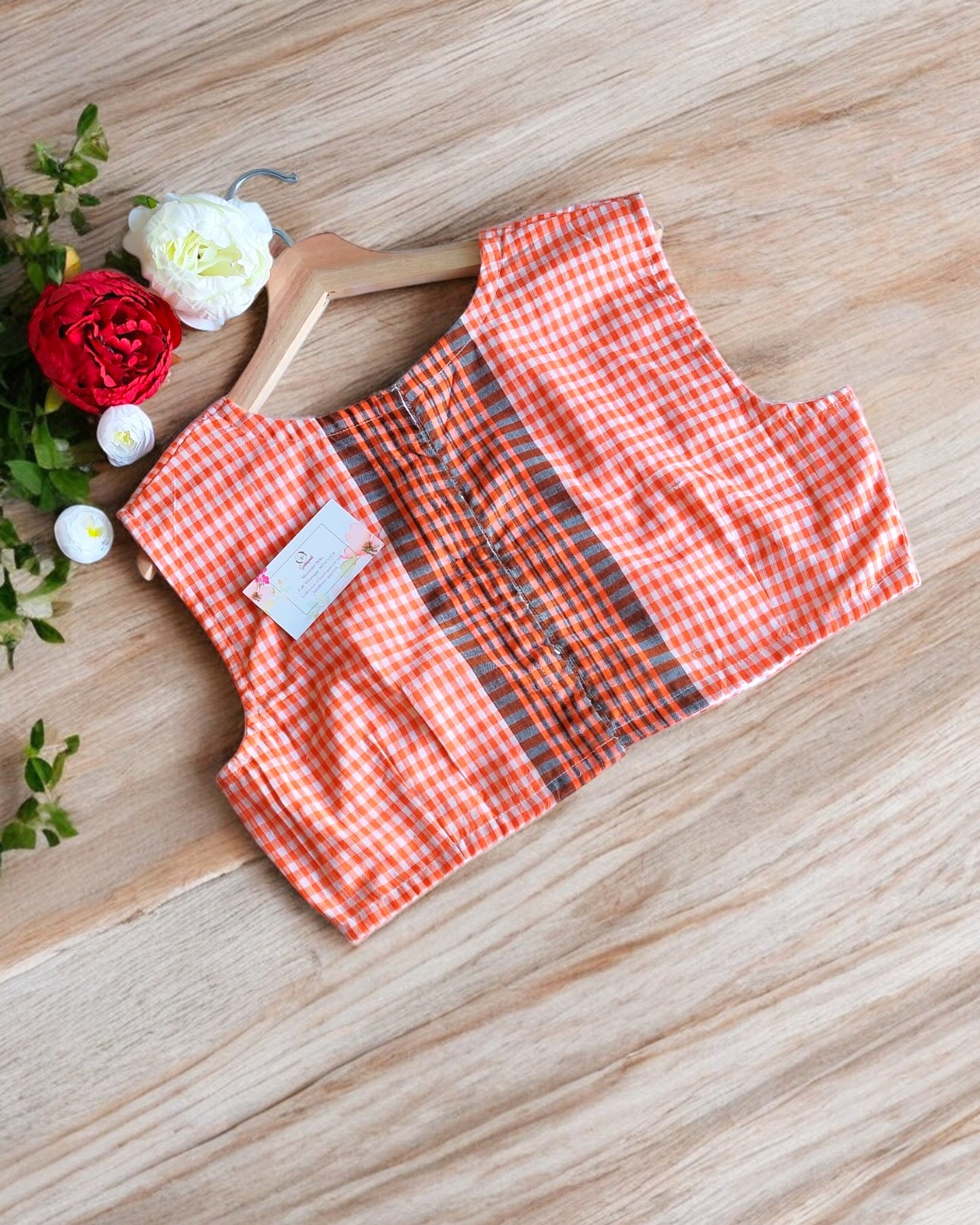 Orange Handloom Blouse