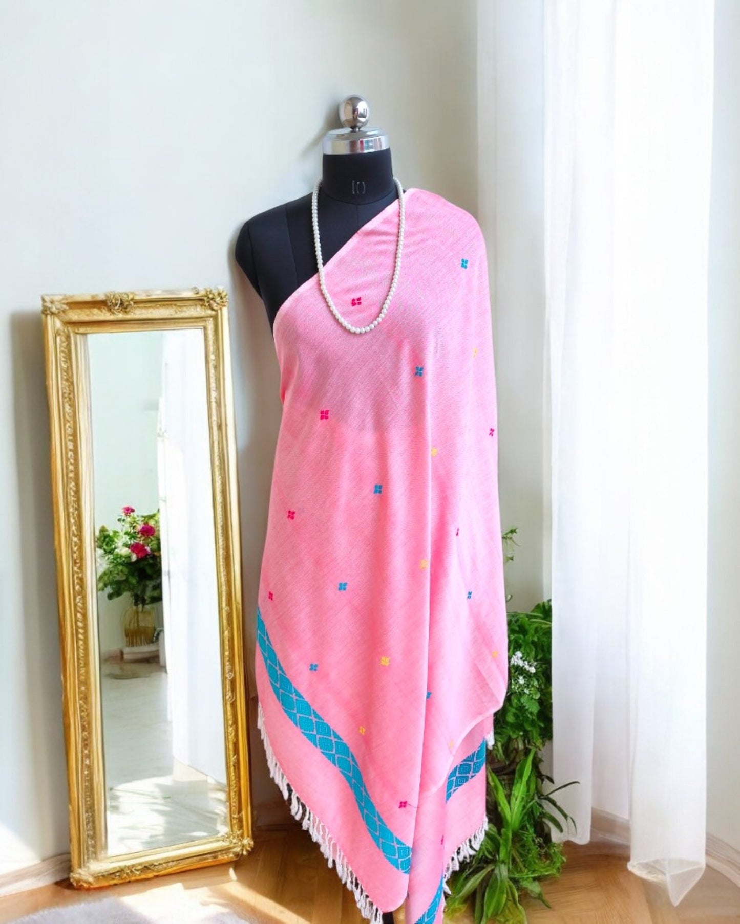 Pink Handloom Dupatta