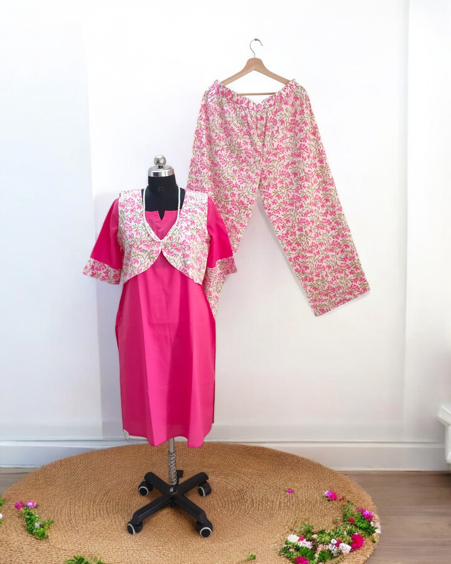 Kamalika Pink Suits with Overcoat