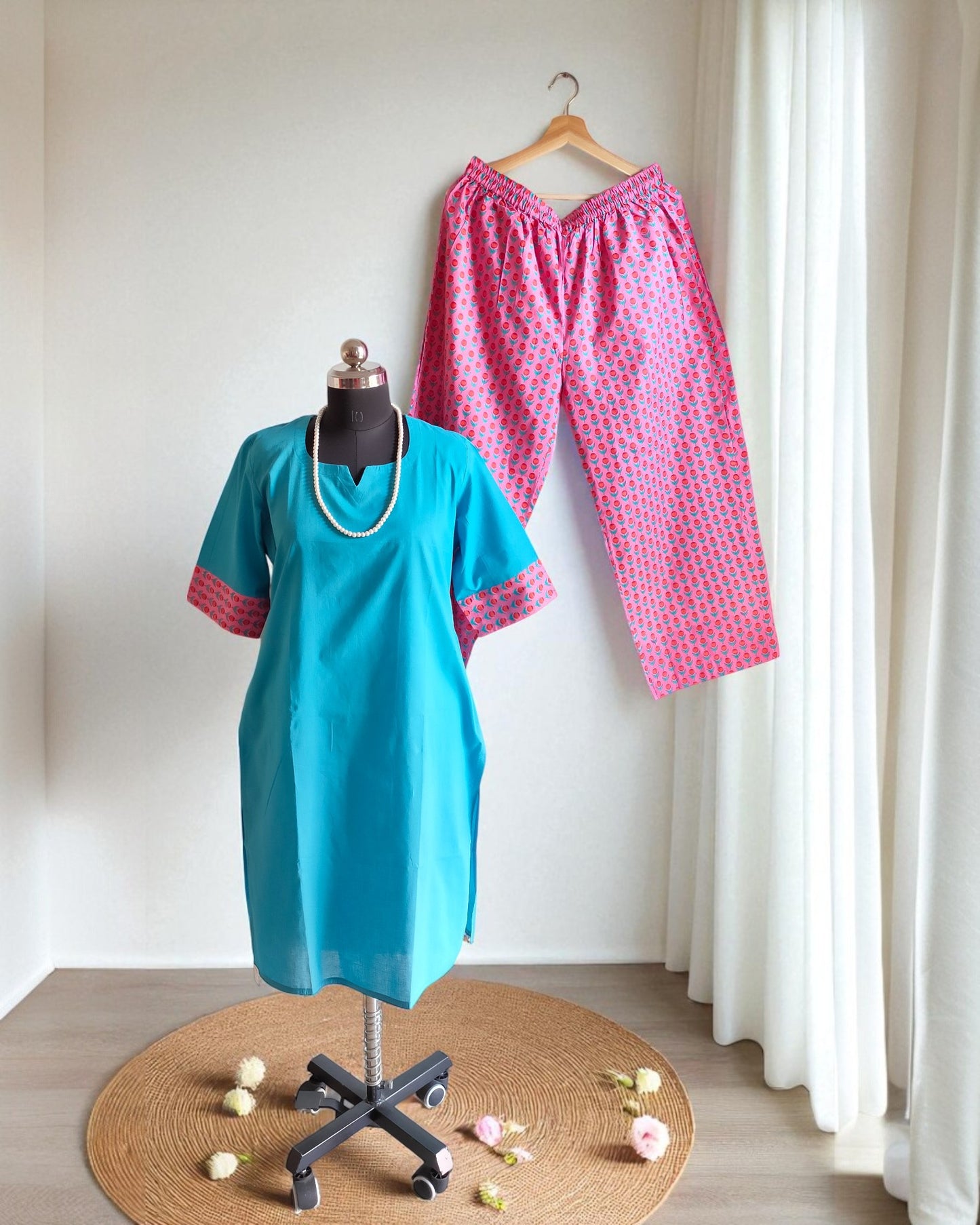Blue Cotton Palazzo sets