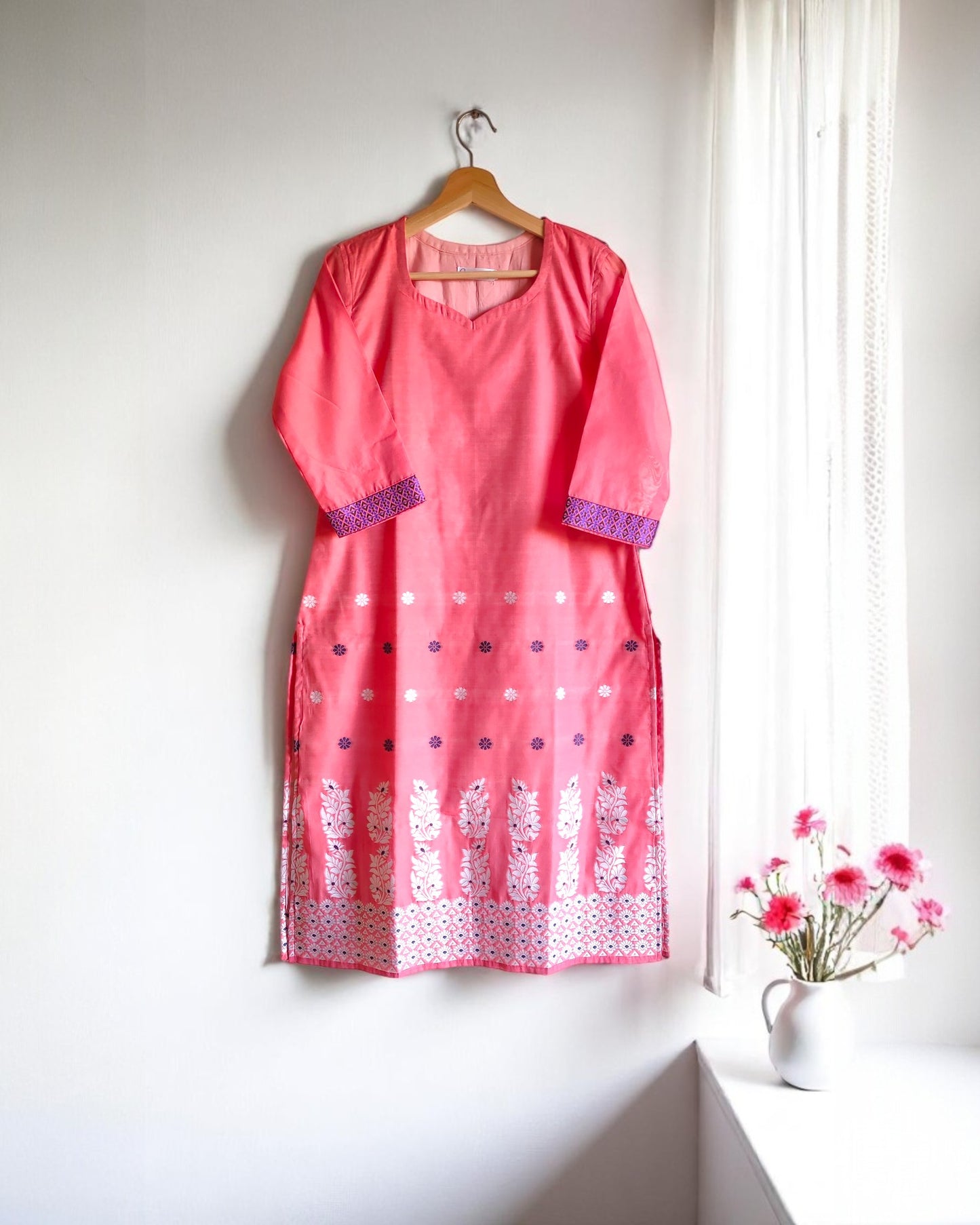 Rosy Cotton Silk Kurti