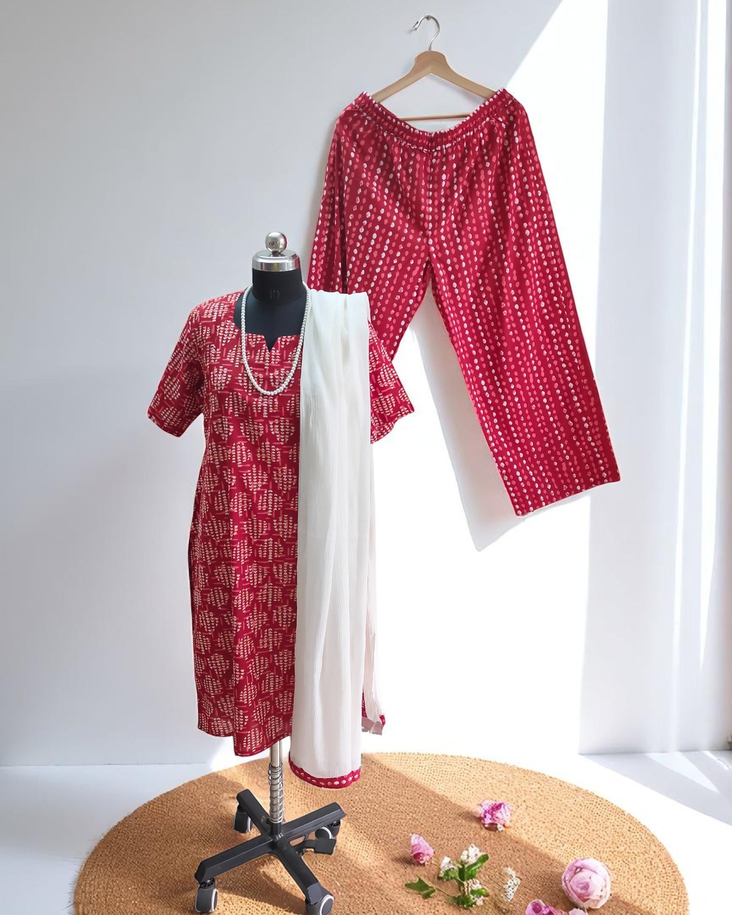 Maroon Cotton palazzo sets