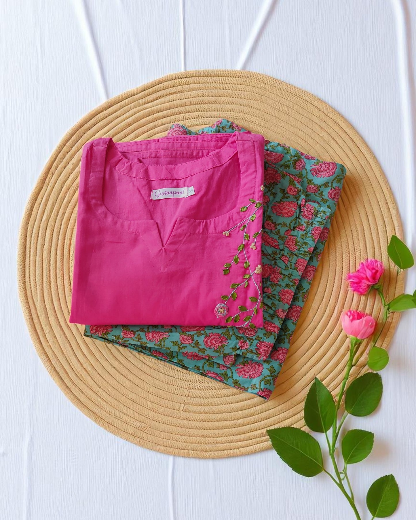 Ribbon Embroidered Pink Suits