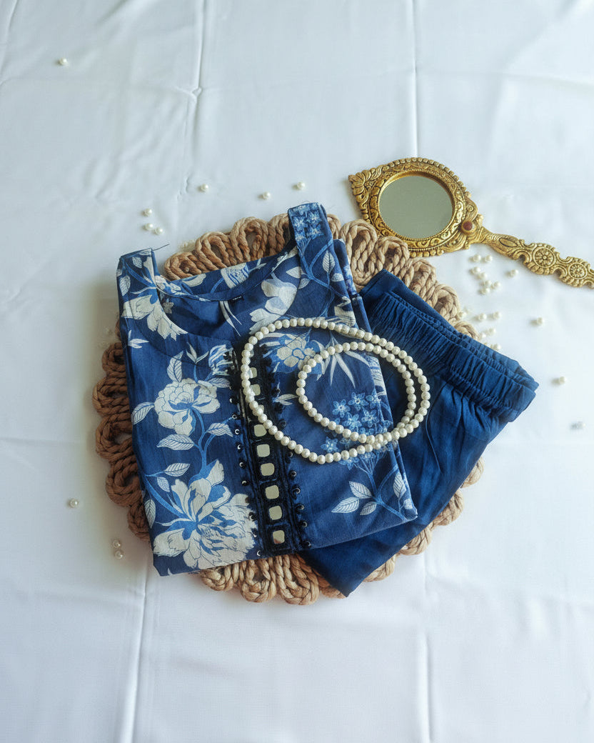 Pure Cotton Blue Kurta Set