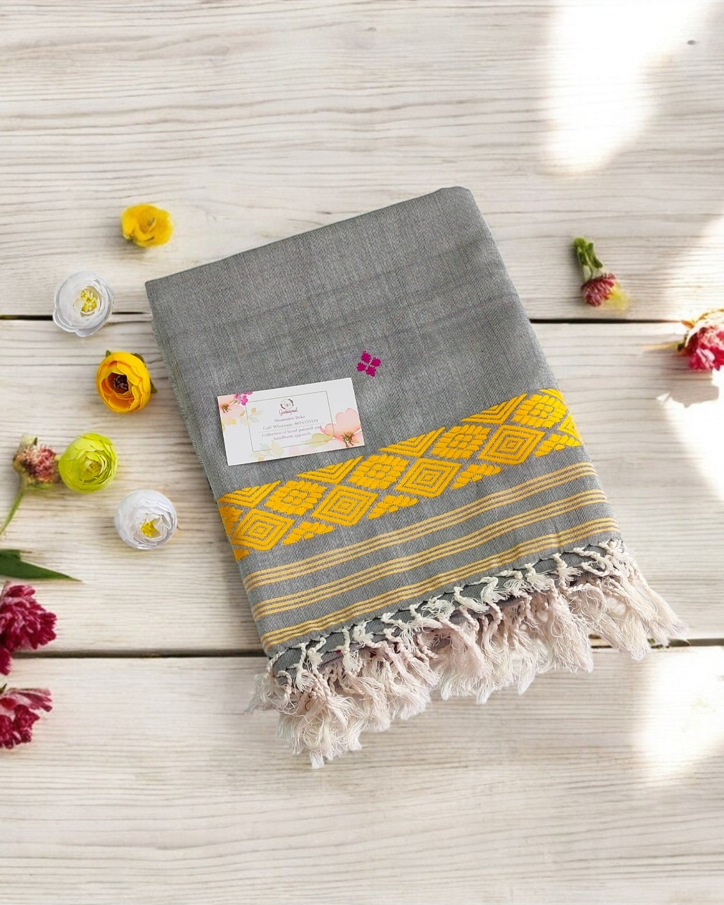 Grey Handloom Dupatta