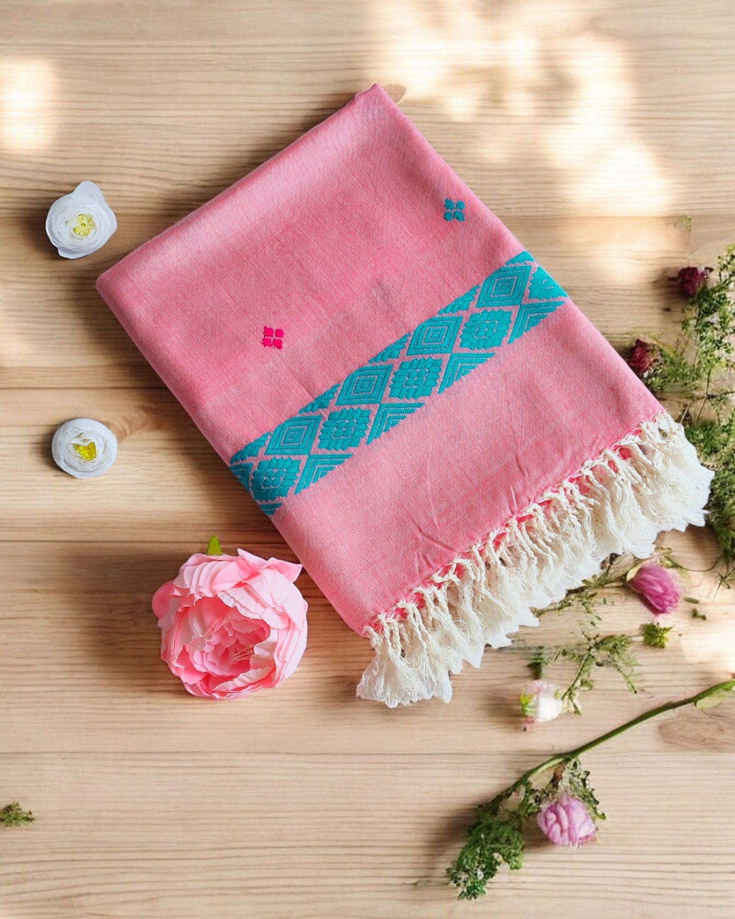 Pink Handloom Dupatta