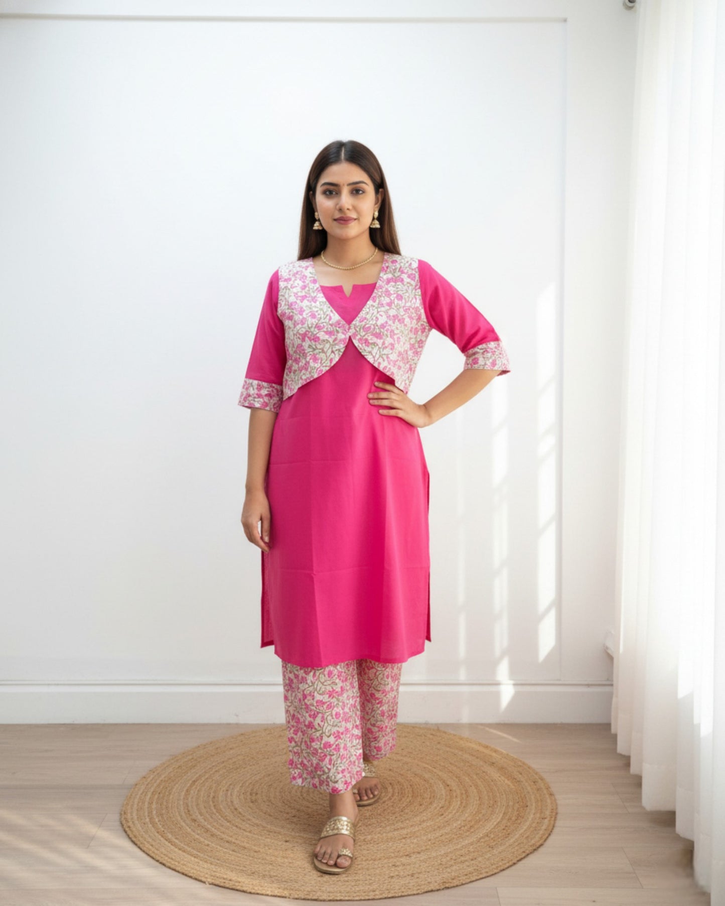 Kamalika Pink Suits with Overcoat
