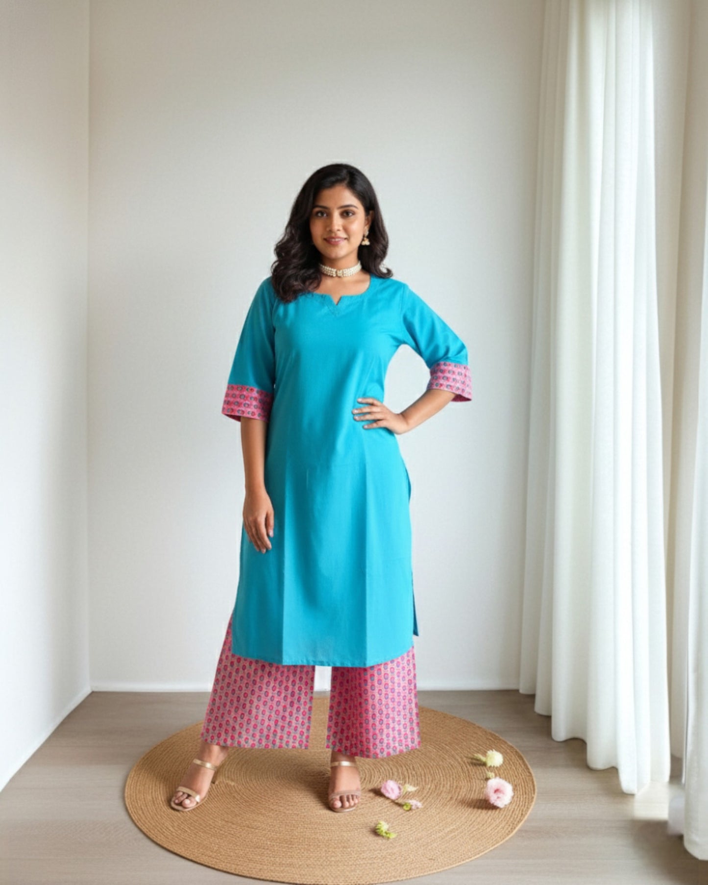 Blue Cotton Palazzo sets