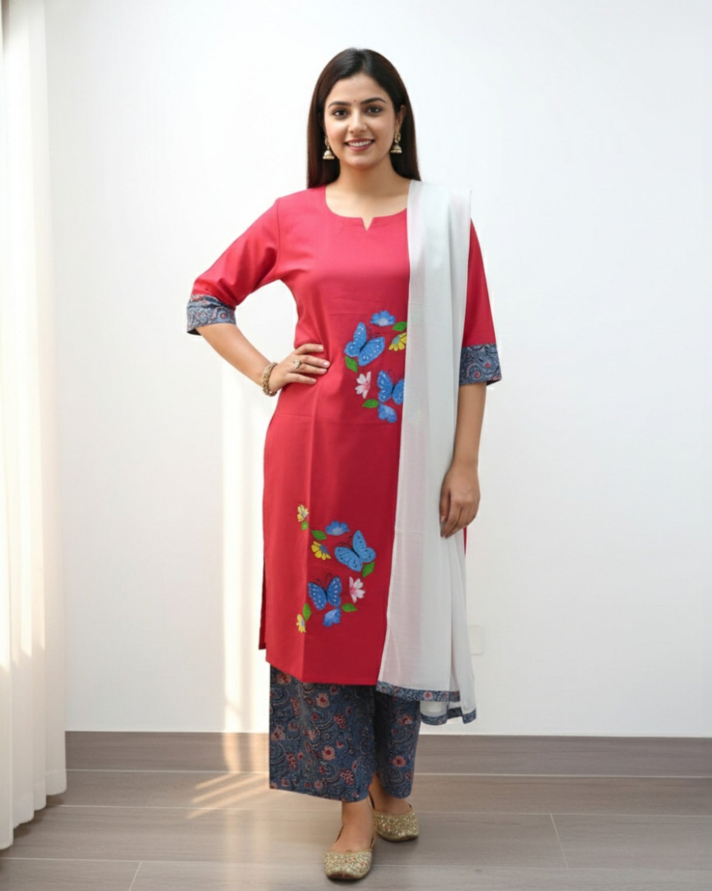 Handpainted Red Palazzo suits