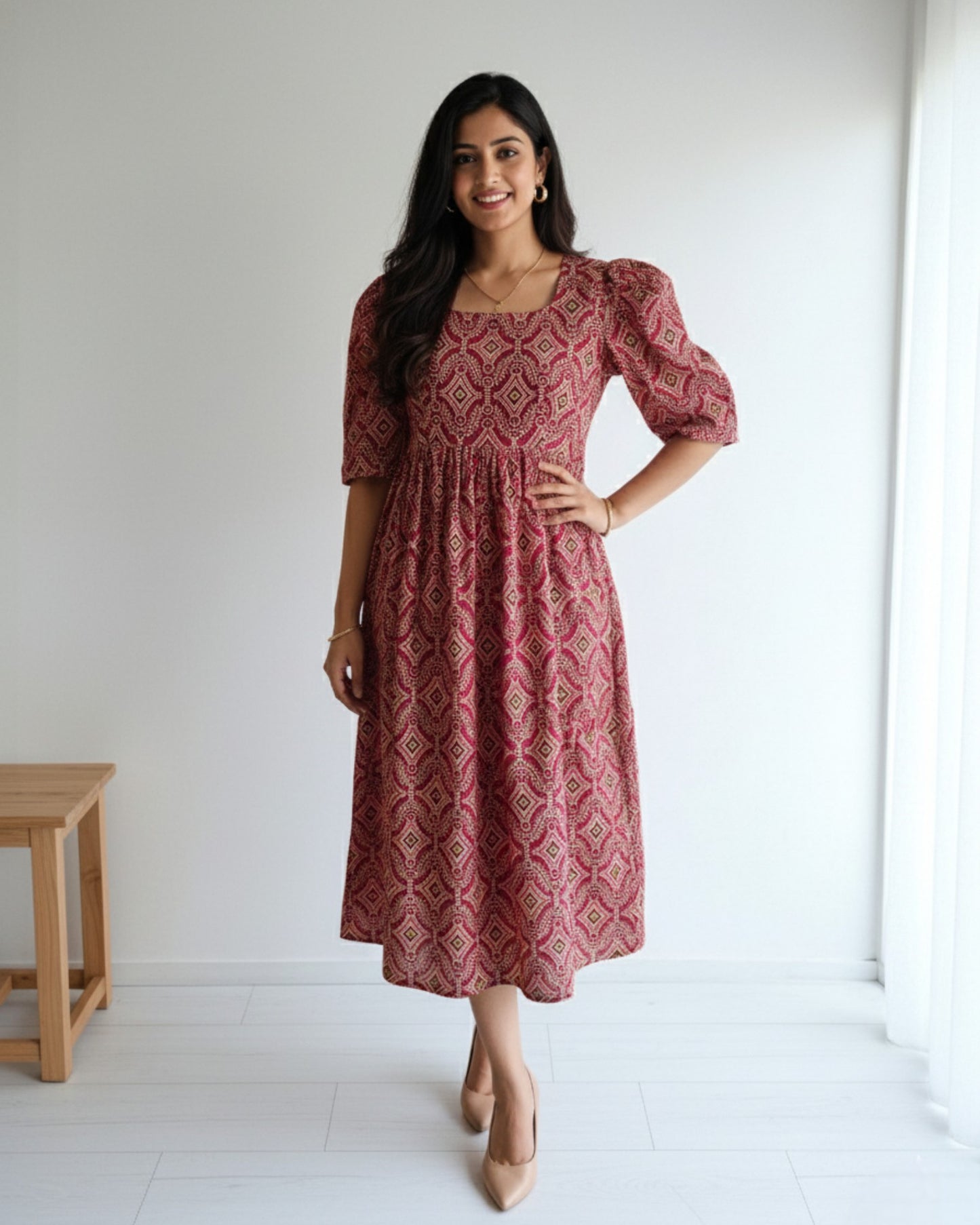 Ajrakh Cotton Midi Dress