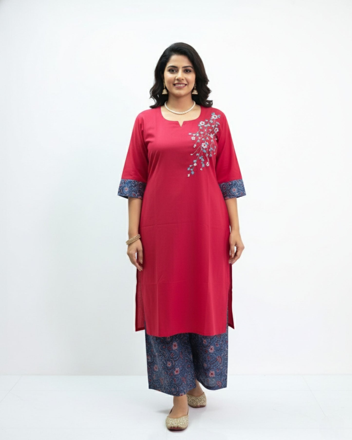 Ribbon Embroidered Red Suits