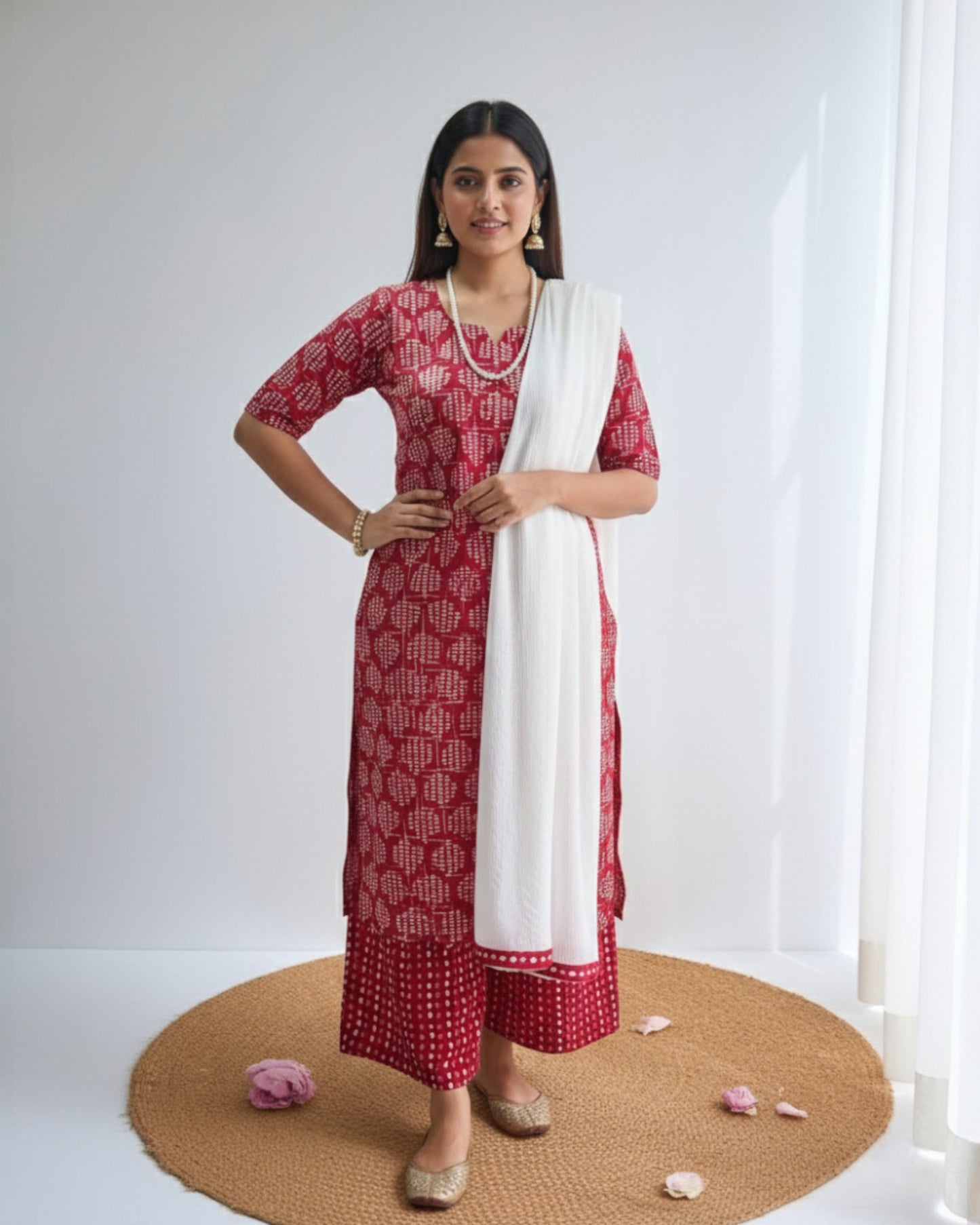 Maroon Cotton palazzo sets