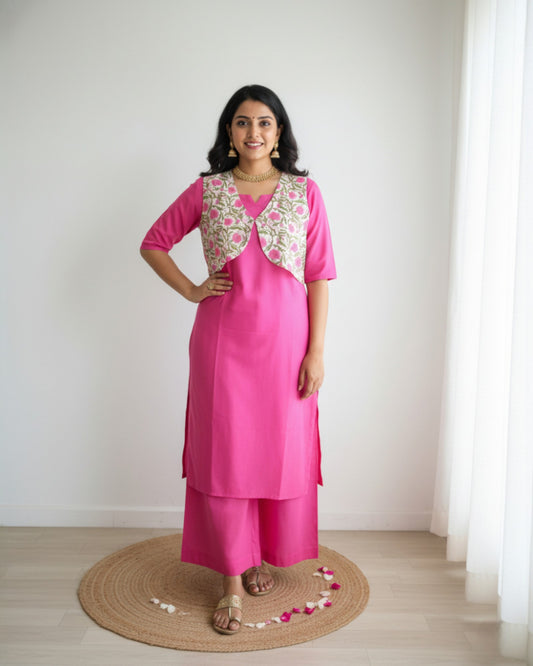 Ragini Pink suits with overcoat