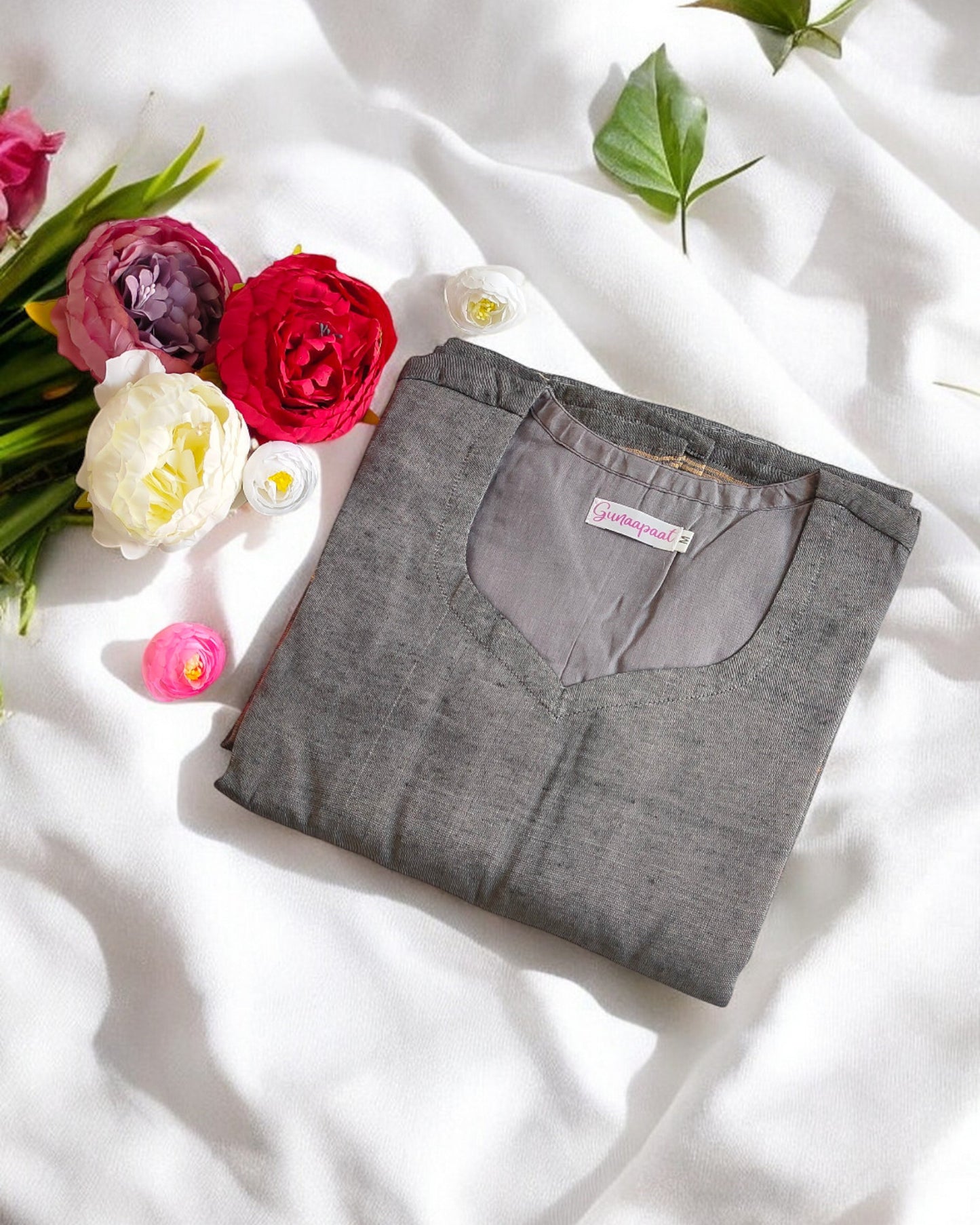 Grey Handloom Zari Kurti