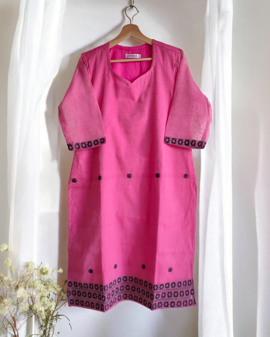 Pink Handloom Kurti