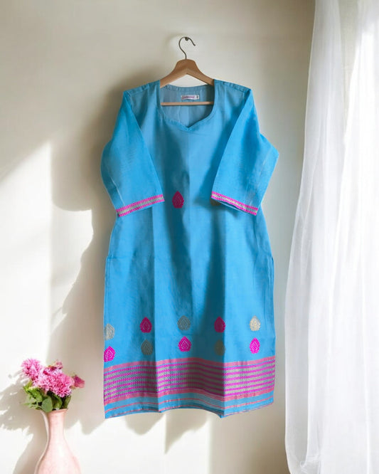 Blue handloom kurti