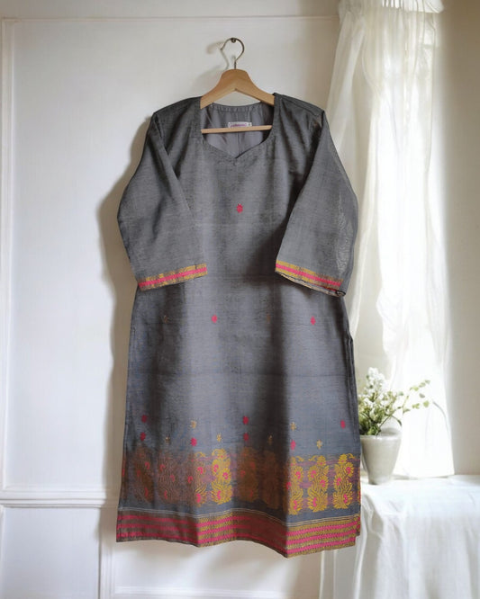 Grey Handloom Kurti