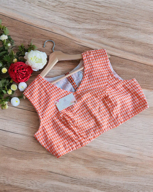 Orange Handloom Blouse