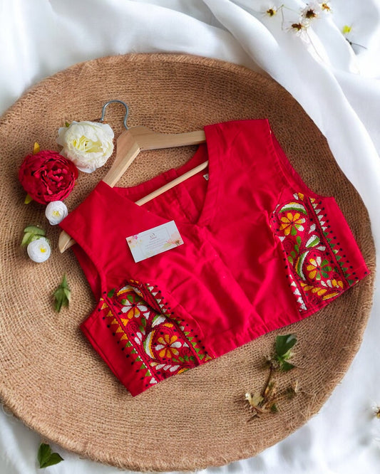 Red Kantha Blouse