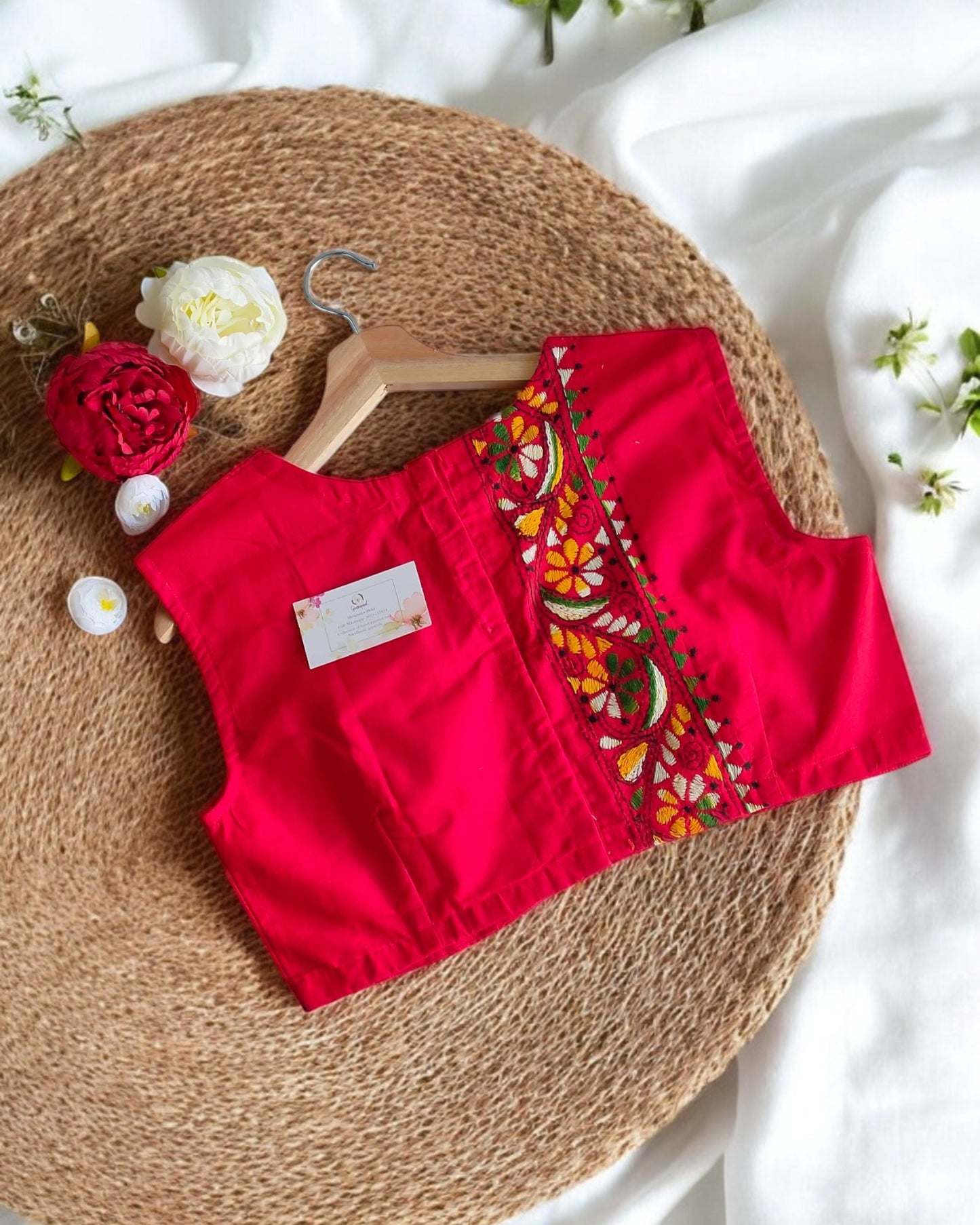 Red Kantha Blouse