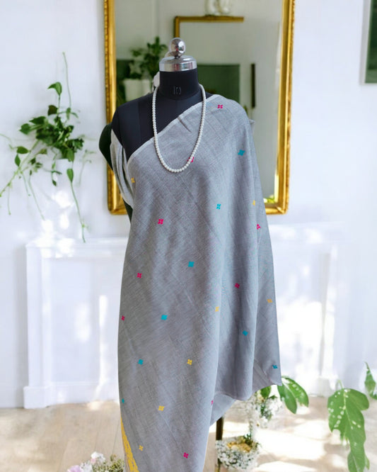 Grey Handloom Dupatta
