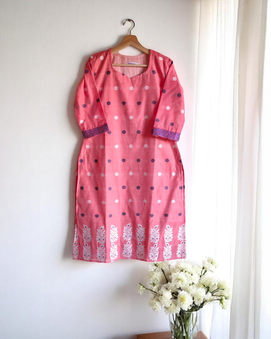 Rosy Cotton Silk Kurti