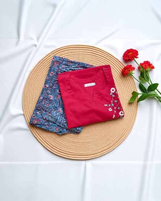 Ribbon Embroidered Red Suits