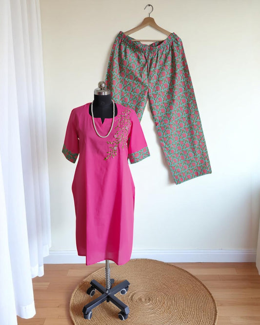 Ribbon Embroidered Pink Suits