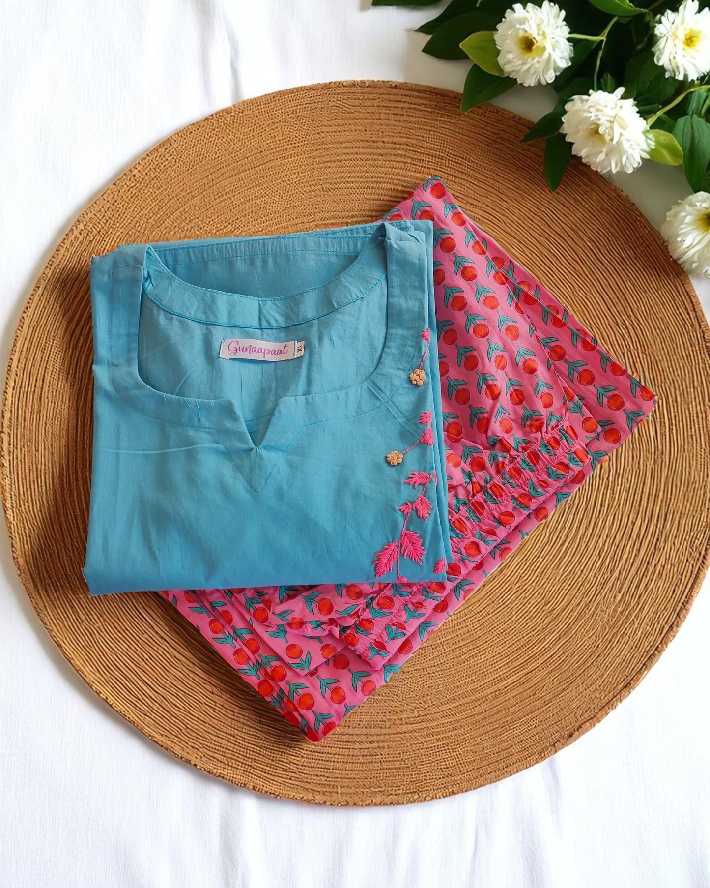 Blue and Pink Cotton Palazzo sets