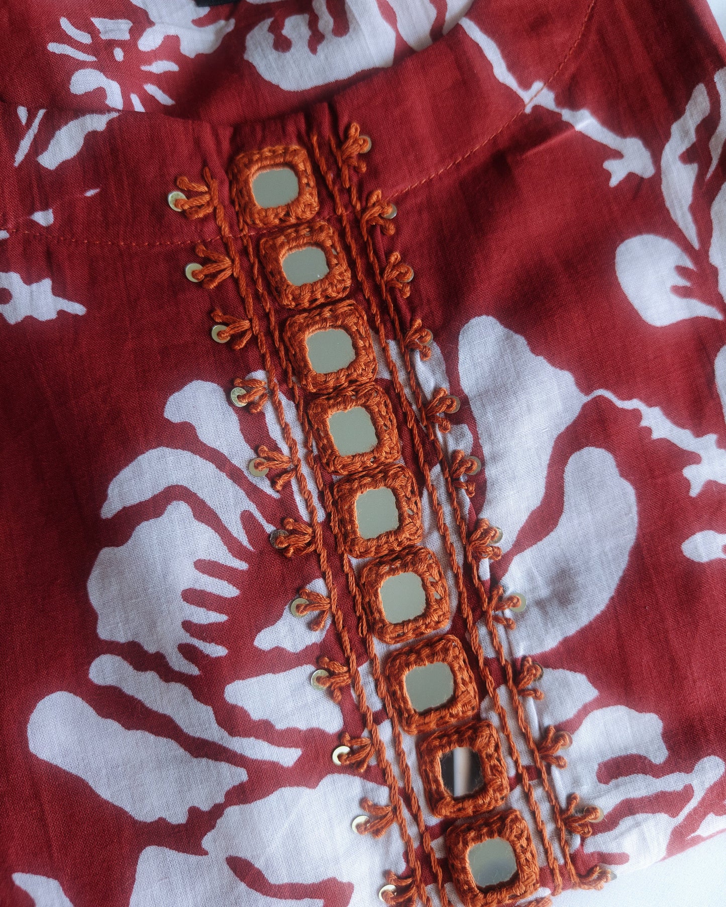 Pure Cotton Mirror Work Kurta Set