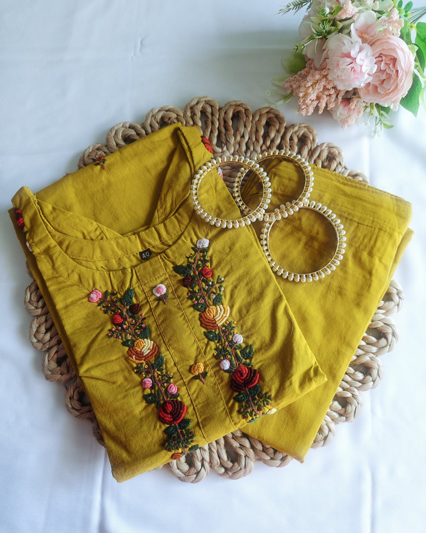 Bullion Knot Hand Embroidery Cotton Suit