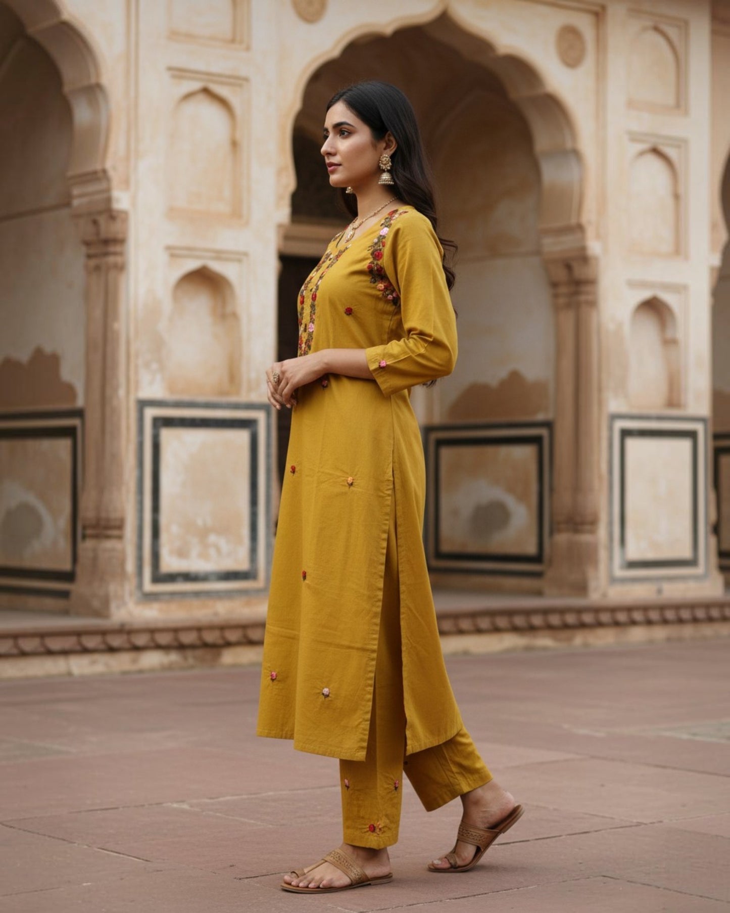 Bullion Knot Hand Embroidery Cotton Suit