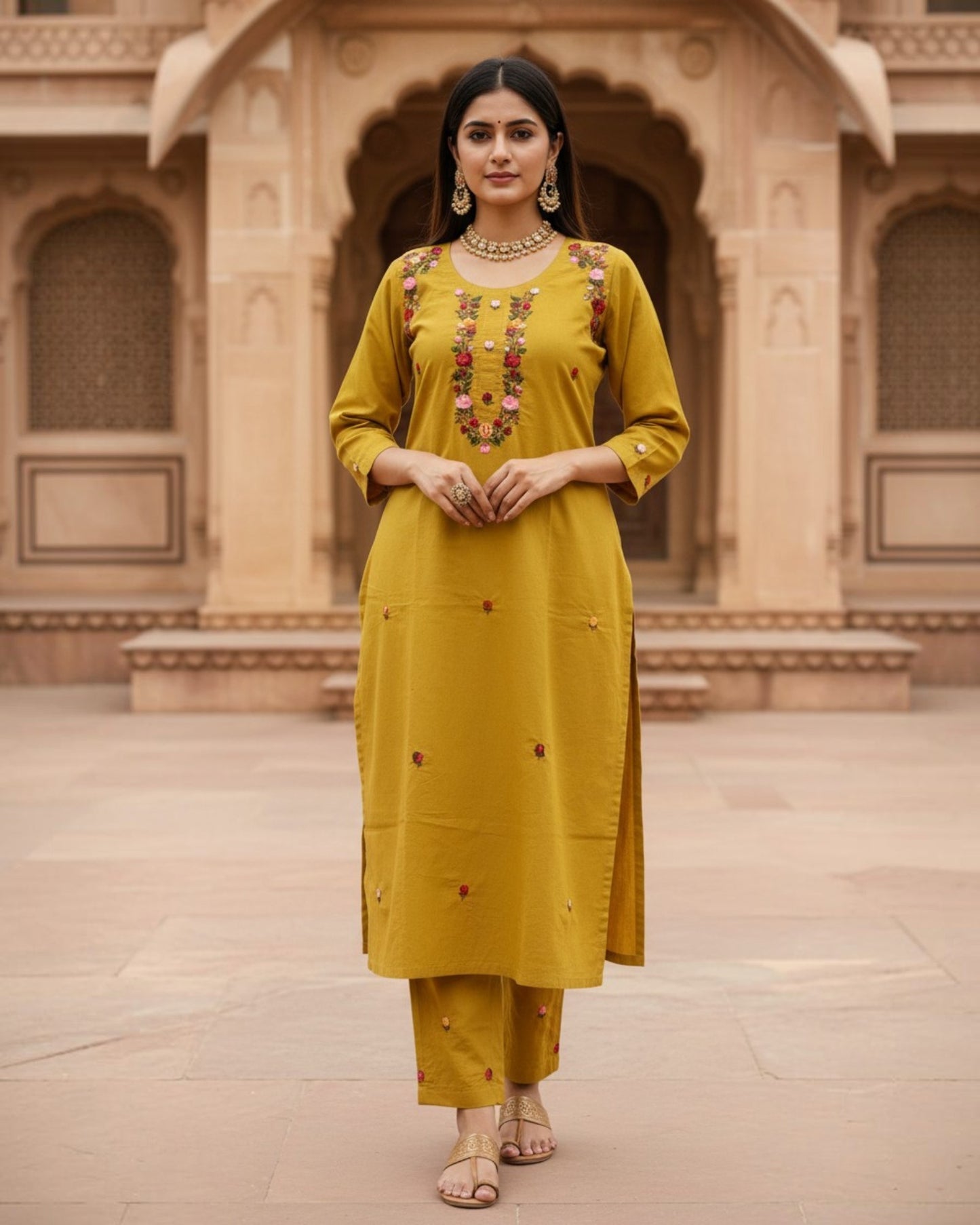 Bullion Knot Hand Embroidery Cotton Suit
