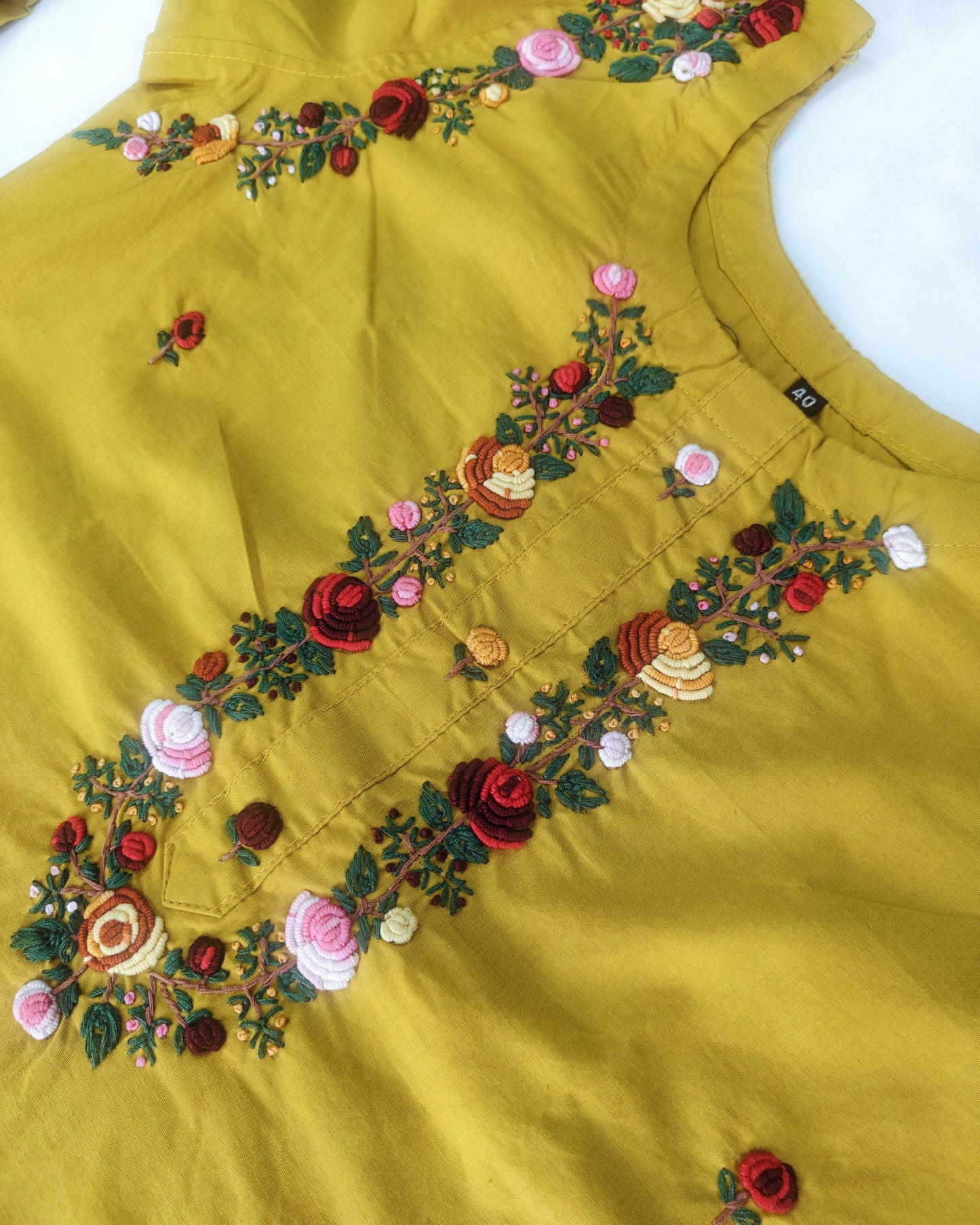 Bullion Knot Hand Embroidery Cotton Suit