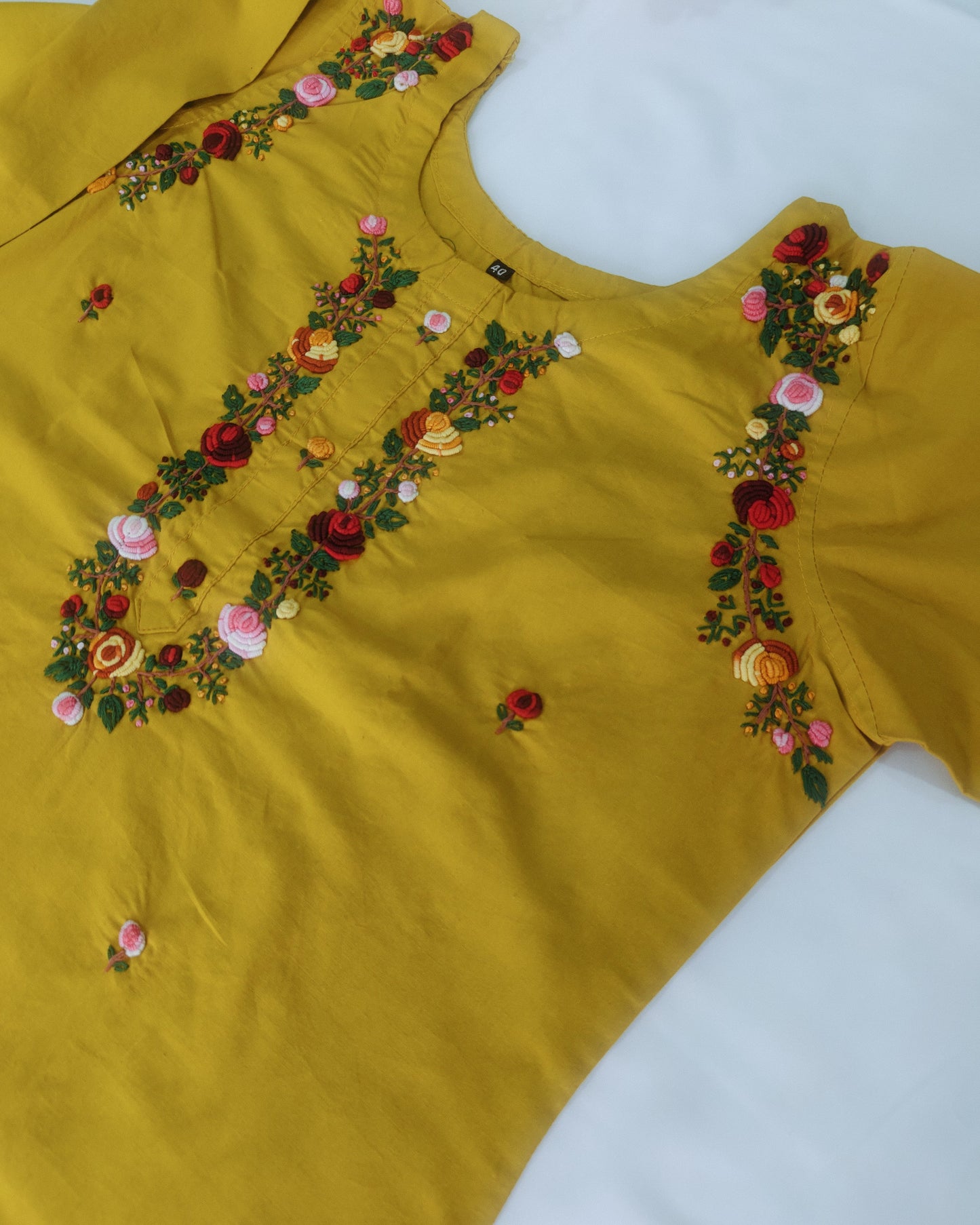 Bullion Knot Hand Embroidery Cotton Suit
