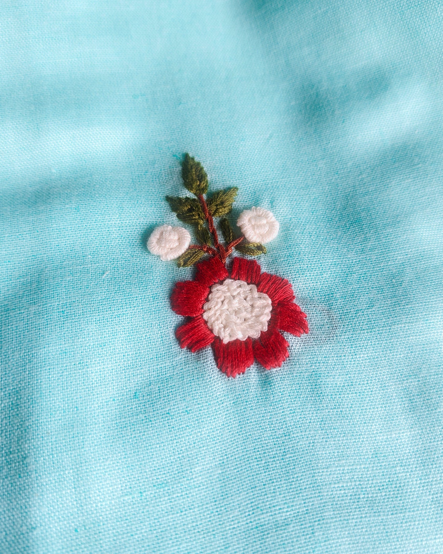 Sky Blue Hand Embroidery Cotton Suit