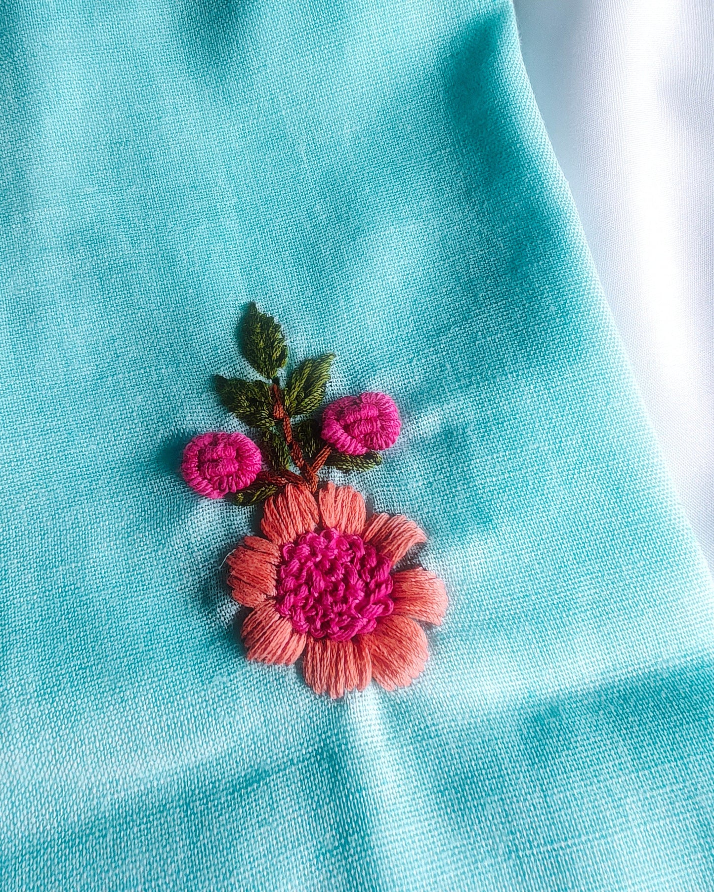 Sky Blue Hand Embroidery Cotton Suit