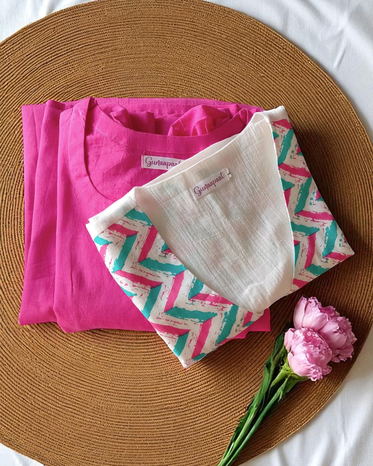 Pure Cotton Pink Midi Dress with Overcoat